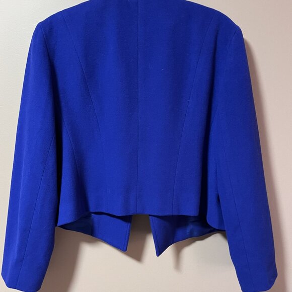 VINTAGE ROYAL BLUE Cashmere Wool mix Blazer EUC Sz 16P - Picture 9 of 12